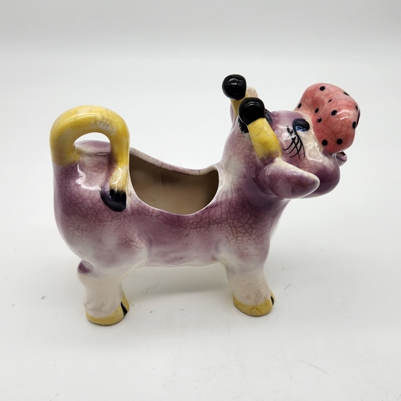 Vntg Numbered THAMES Japan Purple Cow Creamer Hand-Painted Ceramic Collectible - Picture 4 of 8